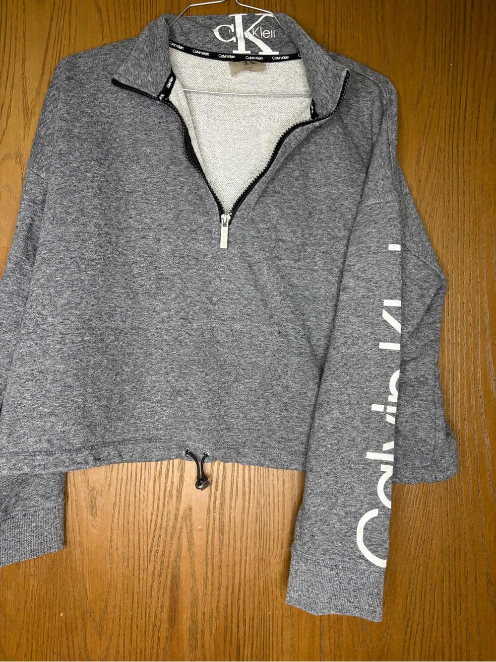 Calvin Klein Heather Gray Half-Zip Cropped Pullover